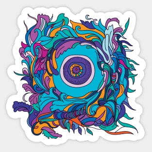 Perception psychedelic eye with iris Sticker